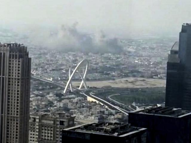 Smoke rises from an explosion, allegedly caused by an Israeli strike, in Doha, Qatar, on Tuesday, Sept. 9, 2025. (UGC via AP)