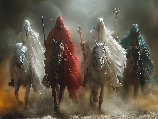 The four horsemen of the Apocalypse from Revelation (Adobe stock image)