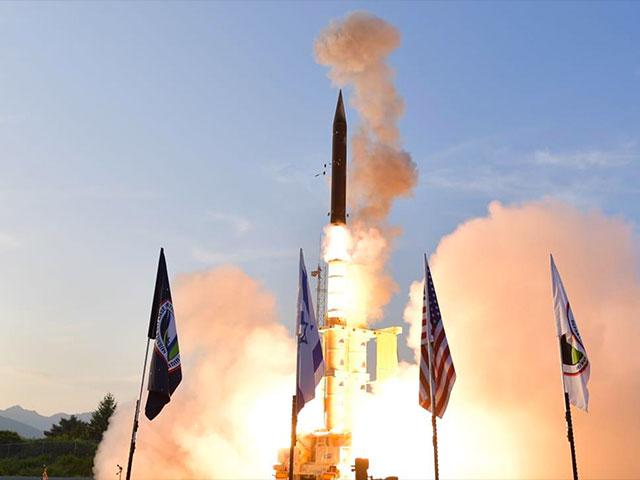 A test launch of the Arrow 3 missile defense system. Photo Credit: Israel Defense Ministry   