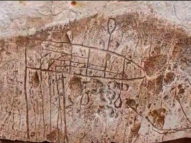 Byzantine-era ship drawings discovered in the Rahat excavation. Photo Credit: Yoli Schwartz, Israel Antiquities Authority.