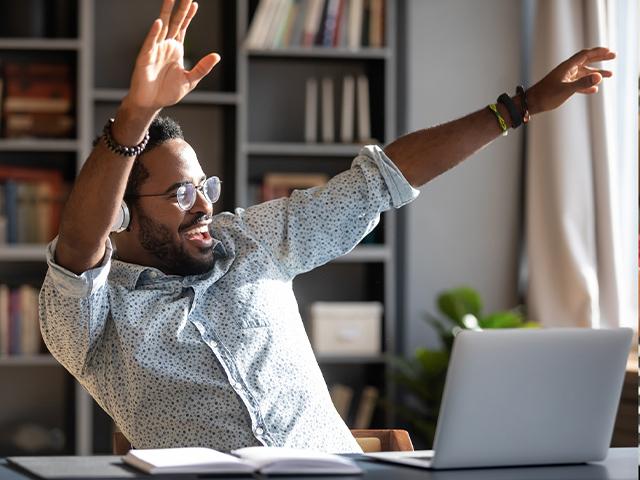 happy man at work