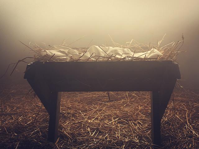 empty manger for a nativity set