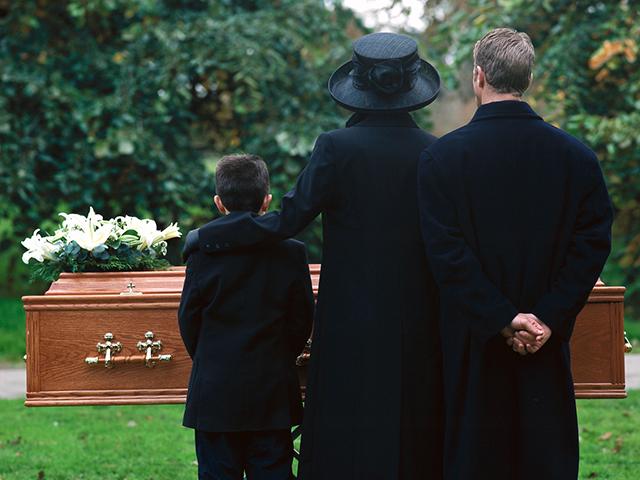 family at a funeral