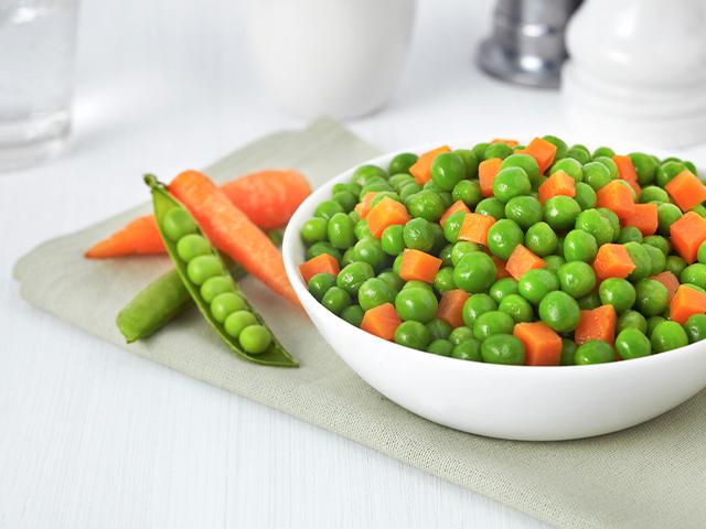 fresh peas and carrots