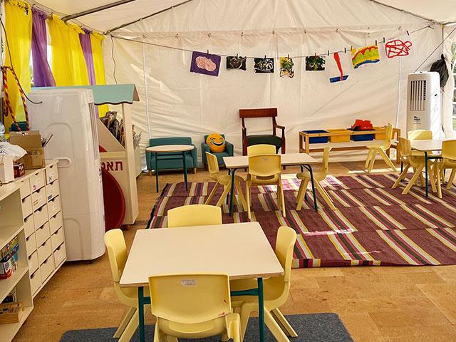 A kindergarten in a hotel at the Dead Sea for children of Kibbutz Be’eri, Photo Credit: CBN News.