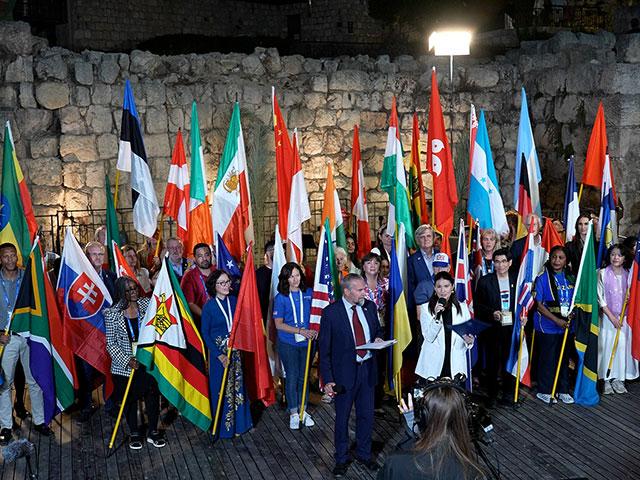 Christians from 54 nations came to Jerusalem&#039;s Tower of David Museum to celebrate the 2024 Feast of Tabernacles during wartime. Photo Credit: CBN News. 