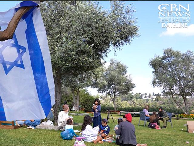 Israelis evacuees from Shlomit staying at Kfar Etzion, Photo Credit: CBN News.