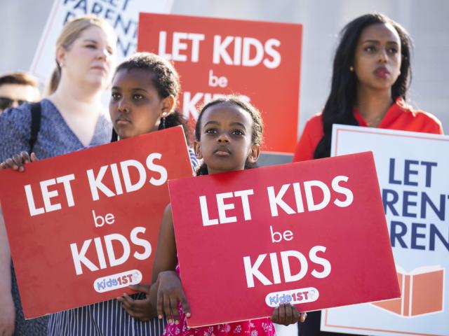 Demonstrators outside the Supreme Court on April 22, 2025. (Tom Williams/CQ Roll Call via AP Images)