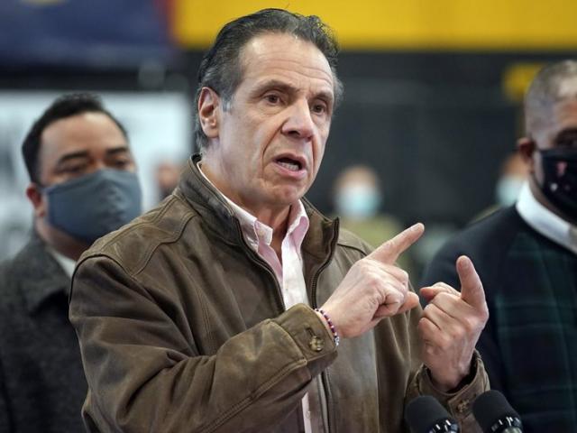 New York Gov. Andrew Cuomo speaking at a vaccination site in New York. (AP Photo/Seth Wenig, Pool, File)