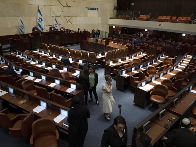 Interior of the Knesset at the opening of the summer session, May 9, 2022 (AP Photo/Maya Alleruzzo)