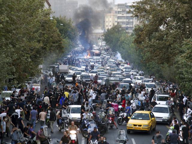Street protests in Iran, Sept. 21, 2022, (AP Photo)