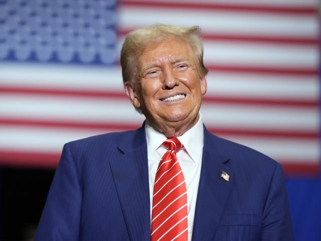 Republican presidential nominee former President Donald Trump smiles as he speaks at a campaign event, Friday, Aug. 30, 2024, in Johnstown, Pa. (AP Photo/Alex Brandon)