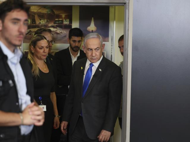 Israeli Prime Minister Benjamin Netanyahu arrives for a press conference at the Government Press office in Jerusalem, Wednesday, Sept. 4, 2024. (Abir Sultan/Pool via AP)