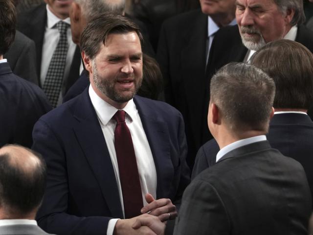 Vice President-elect JD Vance is congratulated after a joint session of Congress confirmed the Electoral College votes, affirming President-elect Donald Trump&#039;s presidential victory, Jan. 6, 2025, at the U.S. Capitol. (AP Photo/Matt Rourke)