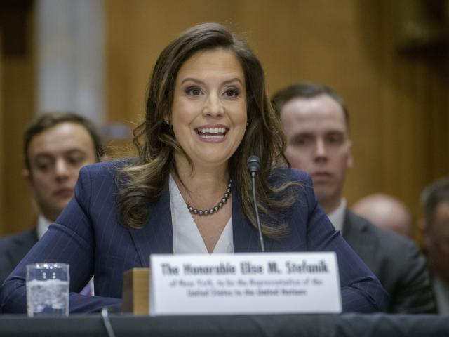 Rep. Elise Stefanik, R-N.Y., President Trump&#039;s nominee for U.N. ambassador, testifies at a Senate hearing on Capitol Hill, Jan. 21, 2025. (AP Photo/Rod Lamkey, Jr.)