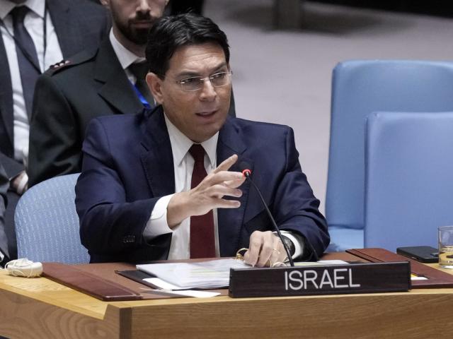 Israel UN Ambassador Danny Danon addresses the United Nations Security Council, Friday, March 21, 2025. (AP Photo/Richard Drew)