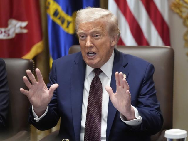 President Donald Trump speaks during a cabinet meeting, Tuesday, Aug. 26, 2025, at the White House in Washington. (AP Photo/Mark Schiefelbein)