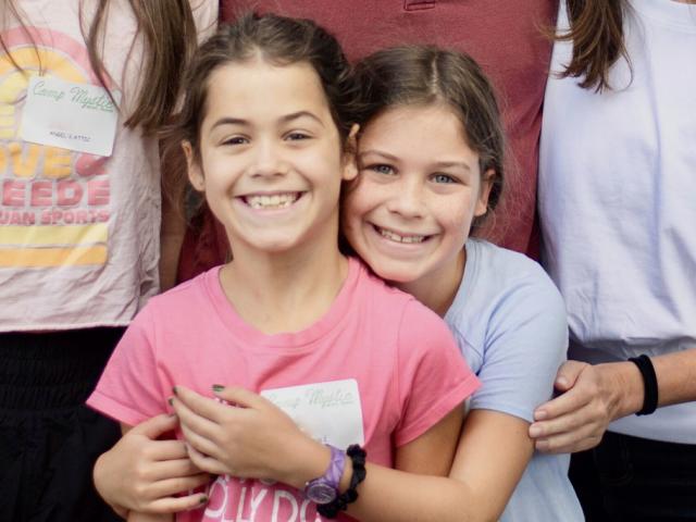 Photo provided by John Lawrence on July 7, 2025, shows twin sisters, Hanna Lawrence, left, and Rebecca Lawrence, right, who were two the victims killed by the flooding at Camp Mystic in central Texas on July 4. (John Lawrence via AP)