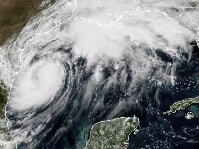 Satellite image by National Oceanic and Atmospheric Administration (NOAA) shows Tropical Storm Francine in the Gulf of Mexico, Tuesday, Sept. 10 2024. (NOAA via AP)