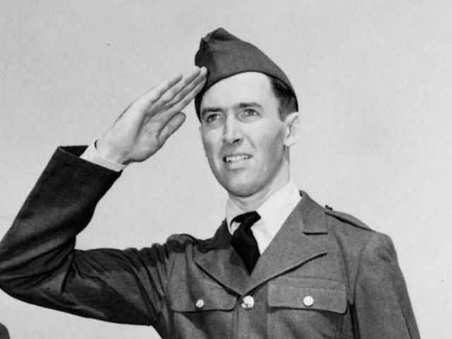 Jimmy Stewart, who won the Academy Award for acting, is shown at Fort MacArthur, CA, March 22, 1941, after his induction earlier in the day in Los Angeles. (AP Photo)