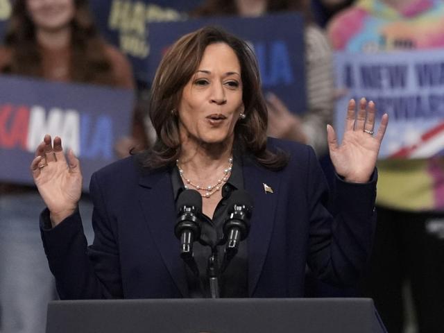 Democratic presidential nominee Vice President Kamala Harris speaks during a campaign rally at the University of Wisconsin La Crosse, Oct. 17, 2024. (AP Photo/Abbie Parr)