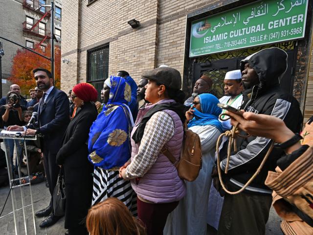 Zohran Mamdani at the Islamic Cultural Center in the New York City borough of the Bronx, NY, October 24, 2025. (Photo by Anthony Behar/Sipa USA)(Sipa via AP Images)