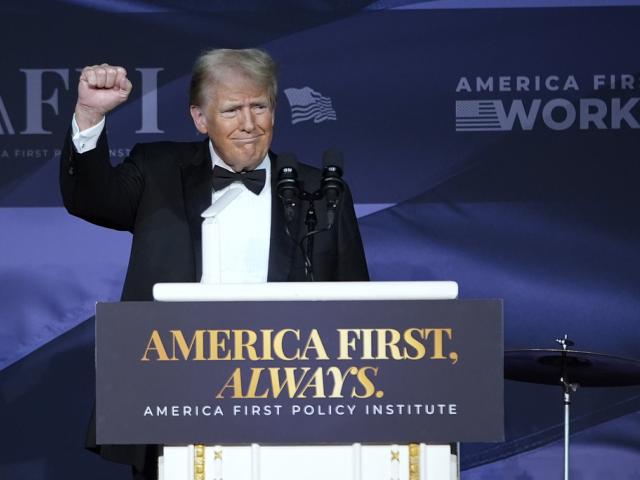 President-elect Donald Trump gestures after speaking during an America First Policy Institute gala at his Mar-a-Lago estate, Thursday, Nov. 14, 2024, in Palm Beach, Fla. (AP Photo/Alex Brandon)