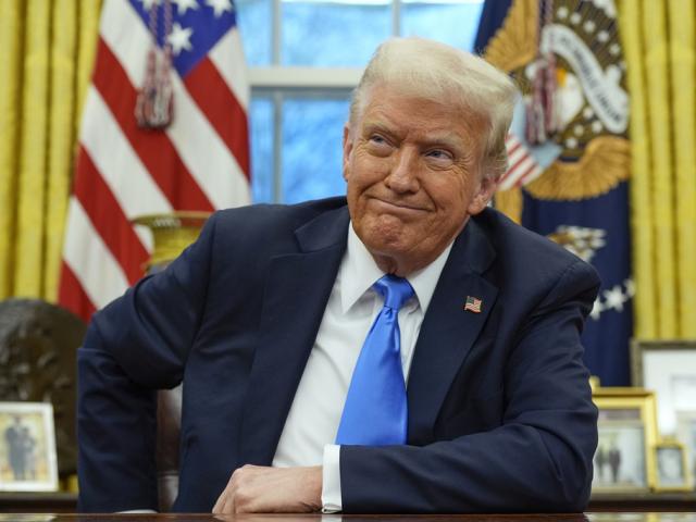 President Donald Trump speaks with reporters in the Oval Office at the White House, Tuesday, Feb. 11, 2025, in Washington. (Photo/Alex Brandon)