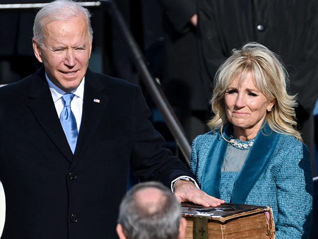 Joe Biden is sworn in as the 46th president of the United States by Chief Justice John Roberts as Jill Biden holds the Bible during the 59th Presidential Inauguration at the U.S. Capitol, Wednesday, Jan. 20, 2021.(Saul Loeb/Pool Photo via AP)