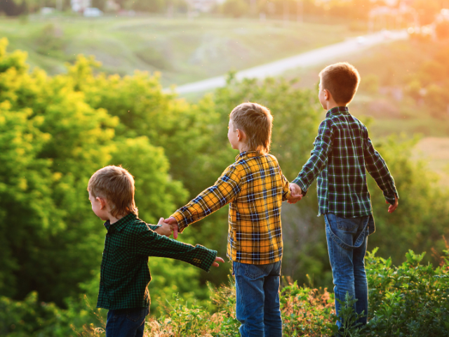 Brothers holding hands