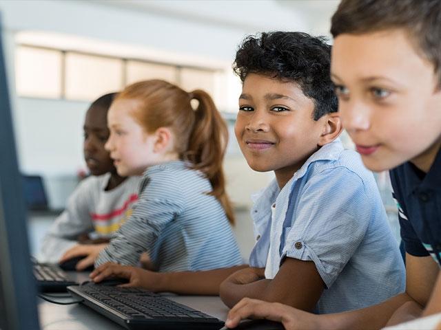 Children at a computer