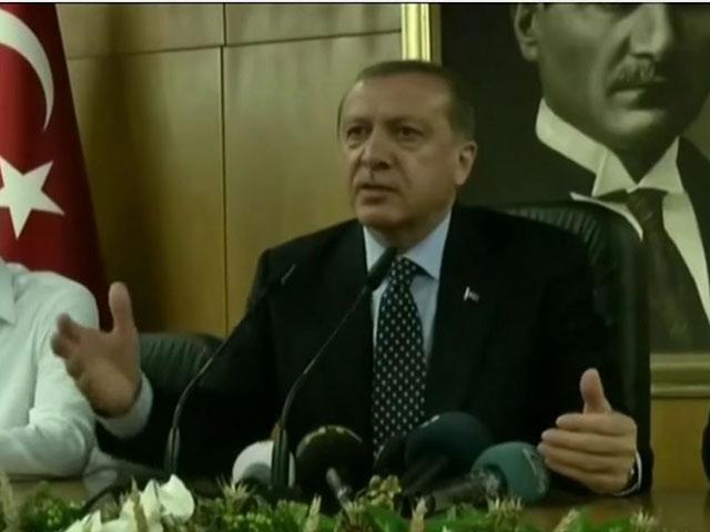 Turkish President Erdogan speaks to reporters, screen capture