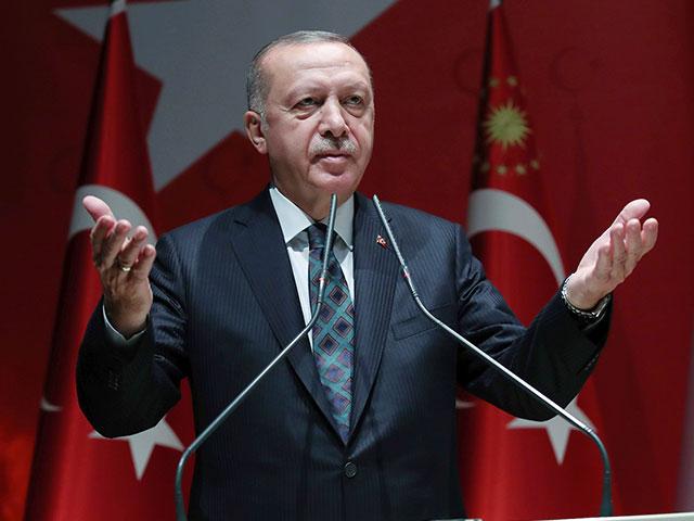 Turkey&#039;s President Recep Tayyip Erdogan claims on Oct. 10, 2019 that 109 Syrian Kurdish &quot;terrorists&quot; have been killed so far. Erdogan also warned the European Union not to call his attack an &#039;invasion&#039;. (Turkish Presidency Press Service via AP)