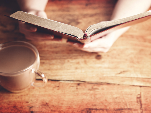 Female hands holding an open Bible