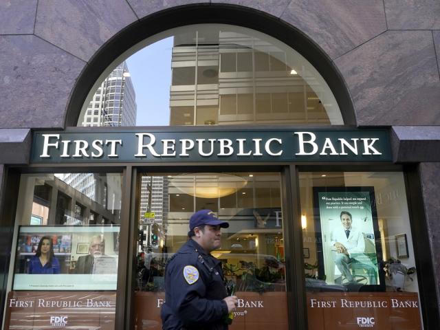 First Republic Bank in San Francisco has collapsed, but JPMorgan Chase Bank has taken it over to prevent further banking turmoil  (AP Photo/Jeff Chiu)