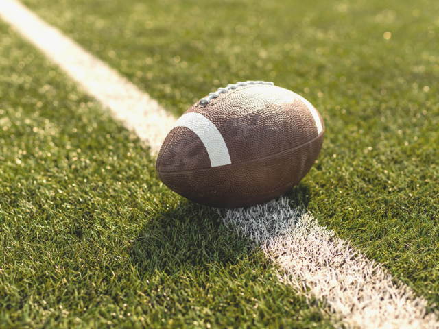 football sitting on the football field