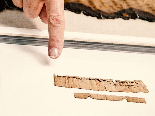 Discovered small document written on papyrus contains two lines of Hebrew script