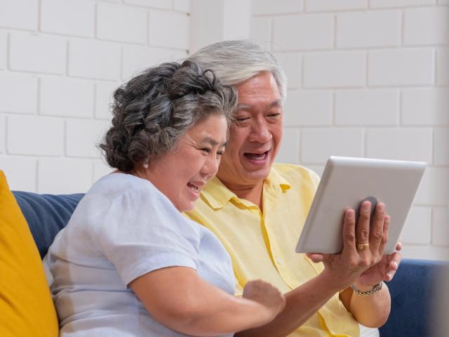 Grandparents on tablet
