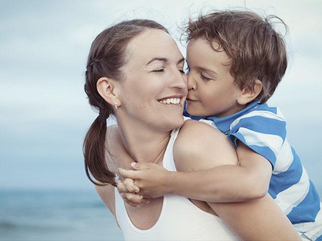 Happy mom with son