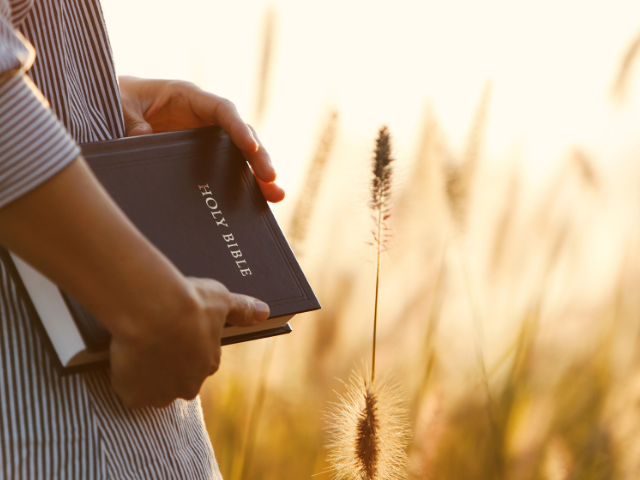 woman carrying a Bible