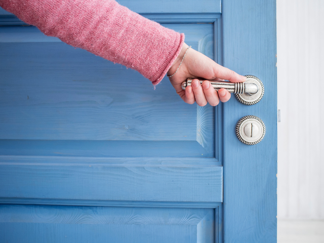 open door handle with hand