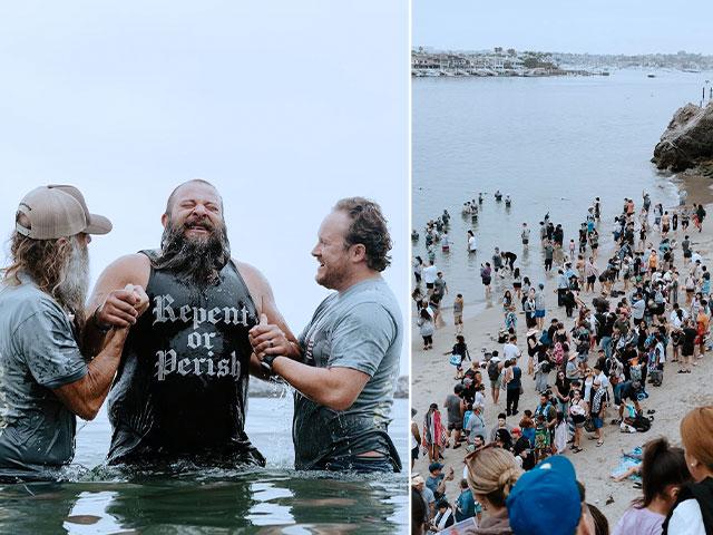 Pirates Cove baptism 2024 (Photos Courtesy Greg Laurie and Harvest Christian Fellowship)