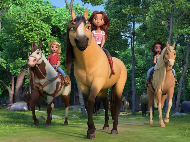 Spirit Untamed movie trio of girl friends on horses