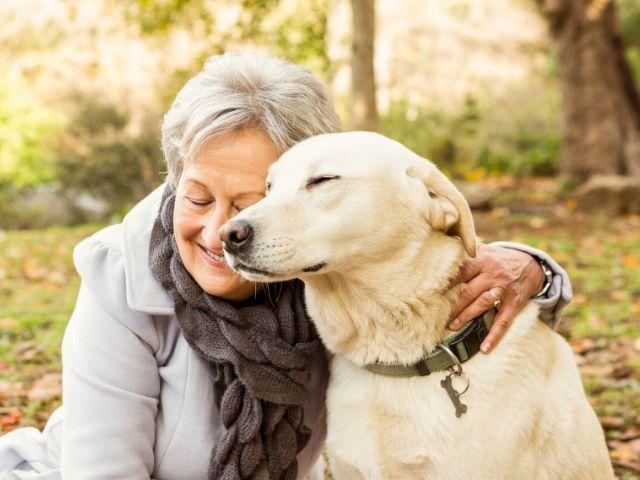 woman and her dog