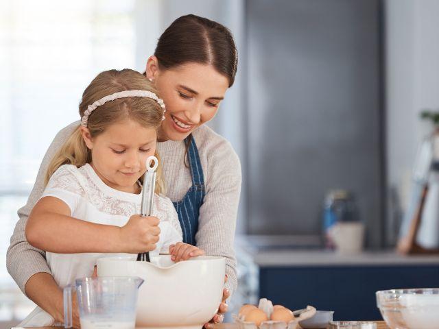 mother and daughter baking