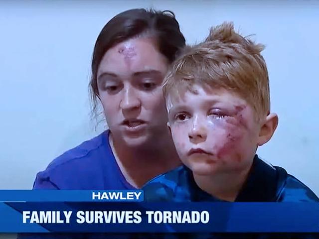 This little boy miraculously survived a tornado (KWTX-TV screenshot)