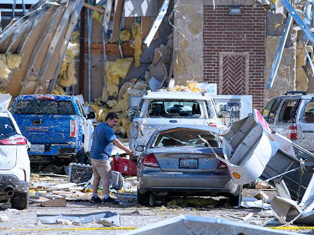Tornado damage in Valley View, TX, May 26, 2024. Powerful storms left a wide trail of destruction Sunday across TX, OK and AR after obliterating homes. (AP Photo/Julio Cortez)
