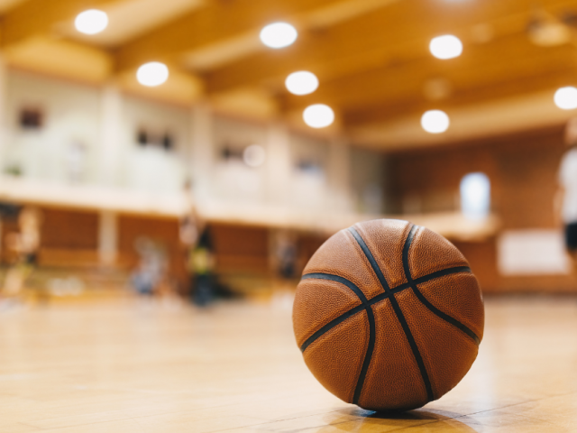 basketball on the gym floor