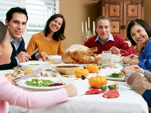 Family celebrating Thanksgiving