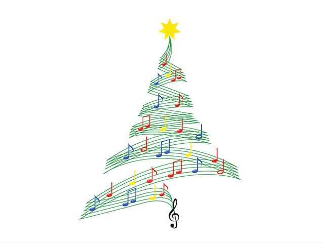 Christmas tree of music notes